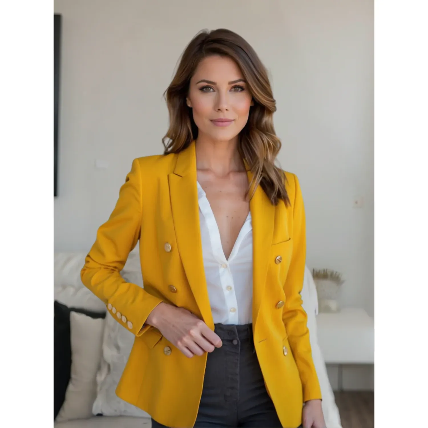 Zweireiher-Blazer mit Knöpfen für Frauen