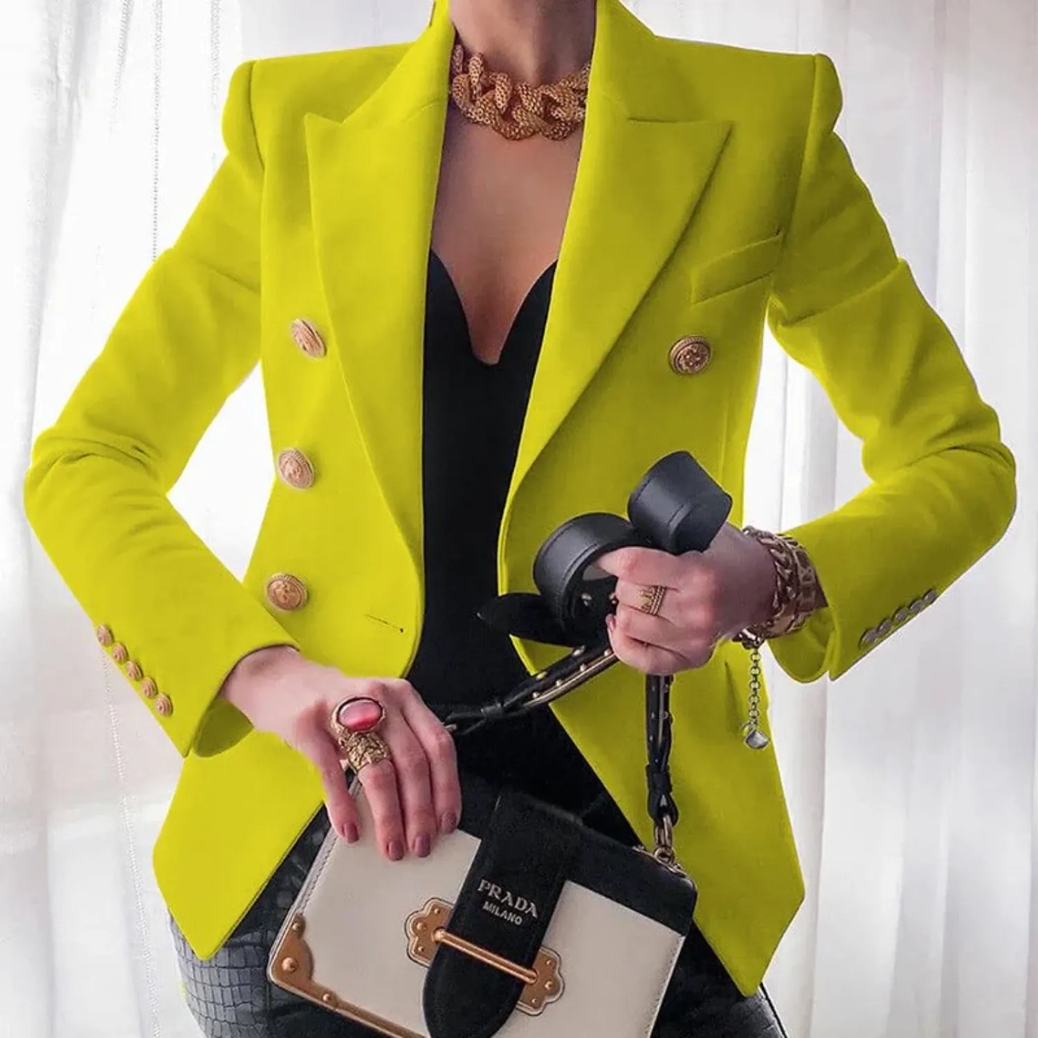 Zweireiher-Blazer mit Knöpfen für Frauen