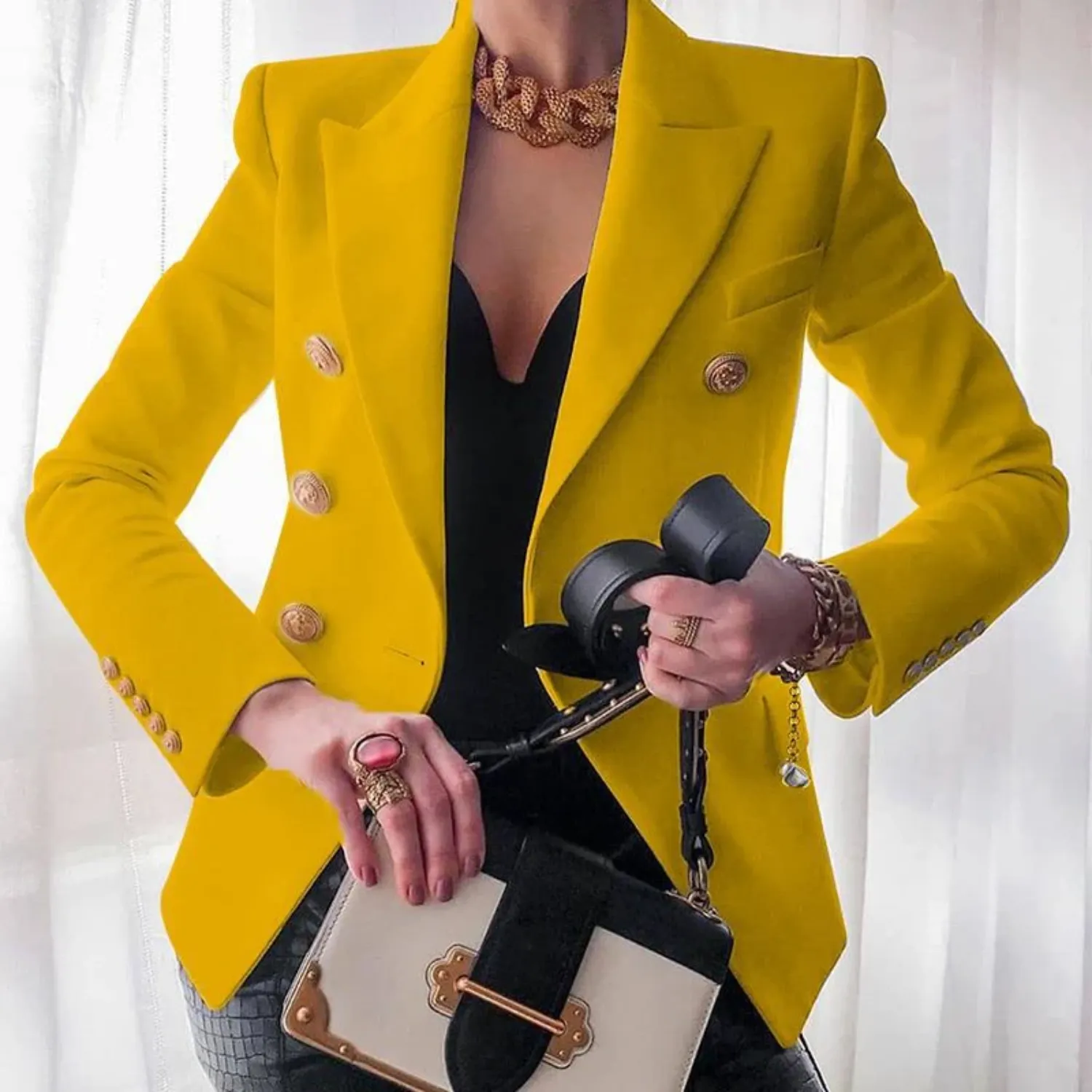 Zweireiher-Blazer mit Knöpfen für Frauen