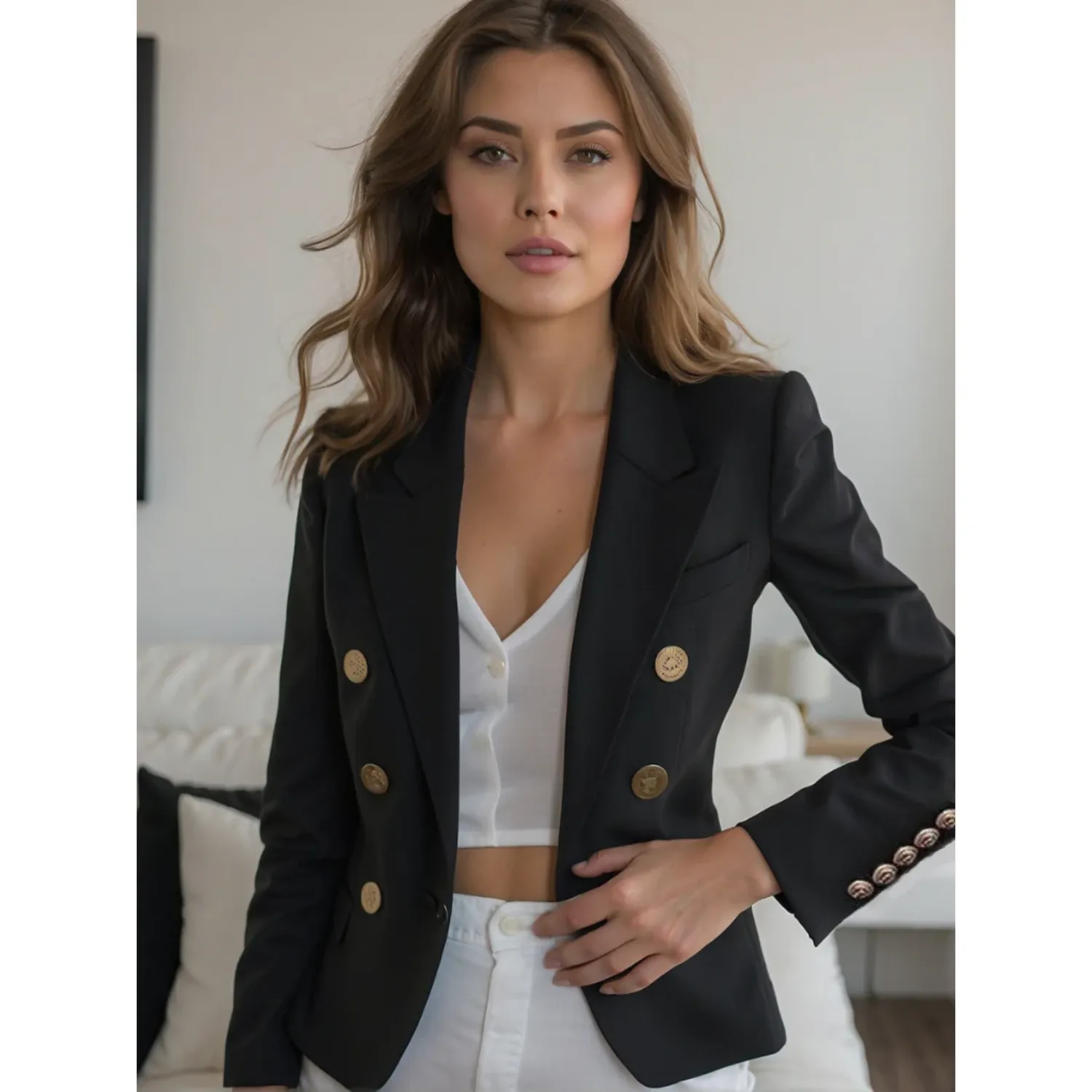 Zweireiher-Blazer mit Knöpfen für Frauen
