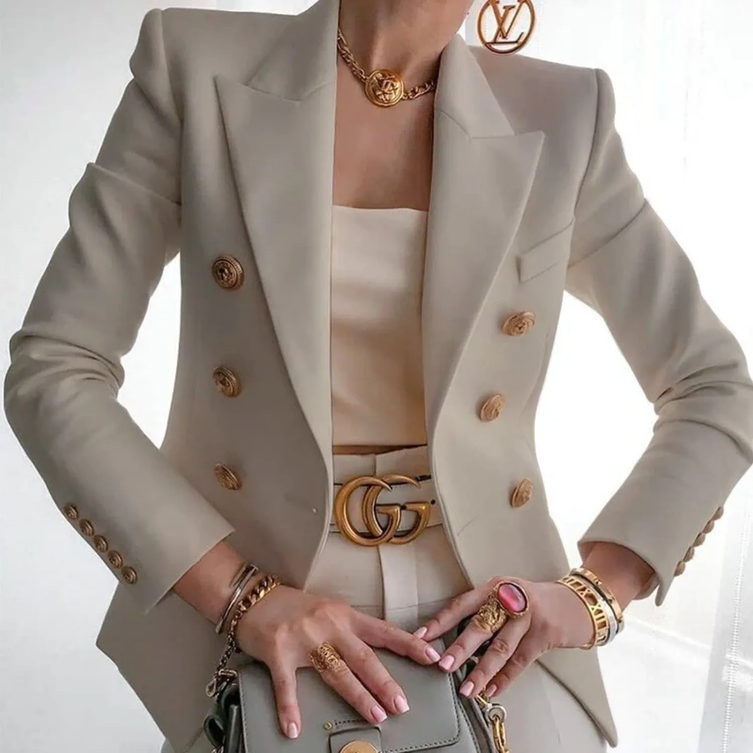 Zweireiher-Blazer mit Knöpfen für Frauen