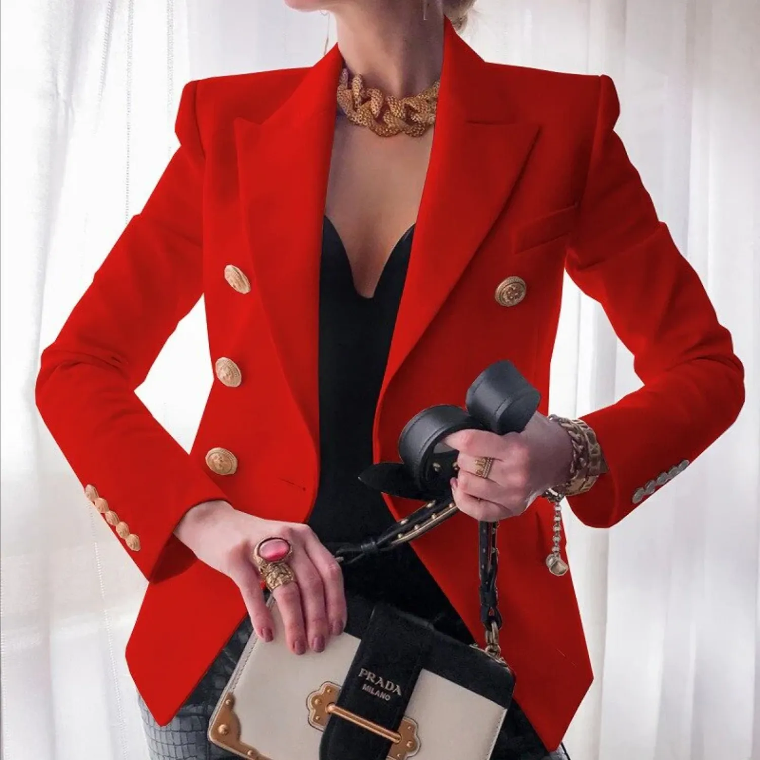 Zweireiher-Blazer mit Knöpfen für Frauen
